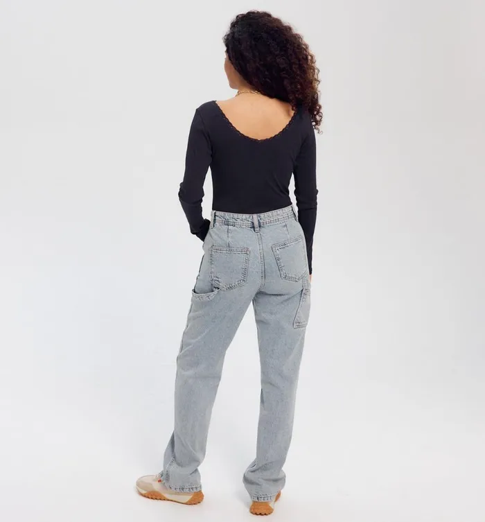 Women Lace Detail Ribbed Top 8211 Navy Blue Promod Tops Women Lace Detail Ribbed Top 8211 Navy Blue Promod Tops