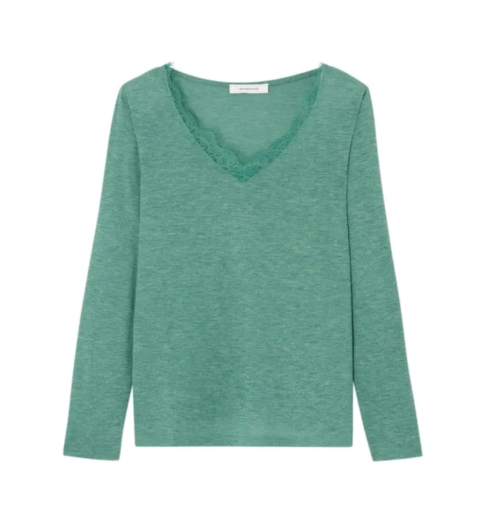 Women Lace Detail Top 8211 Dark Green Promod Tops Women Lace Detail Top 8211 Dark Green Promod Tops