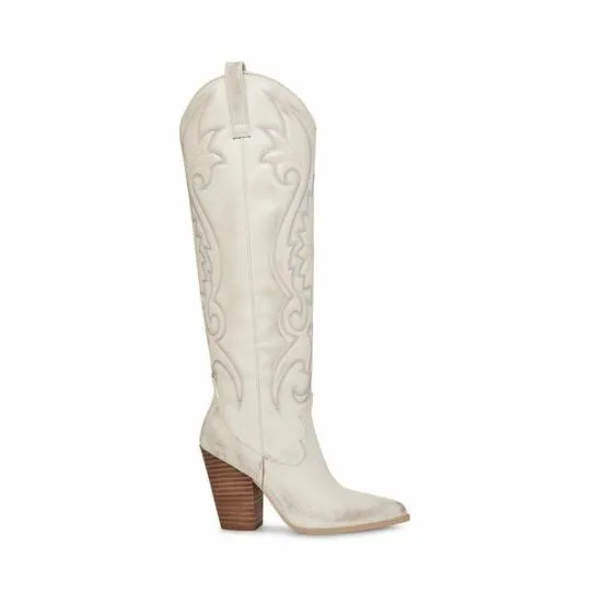 Women LASSO WHITE DISTRESSED White Distressed Steve Madden Boots and Booties