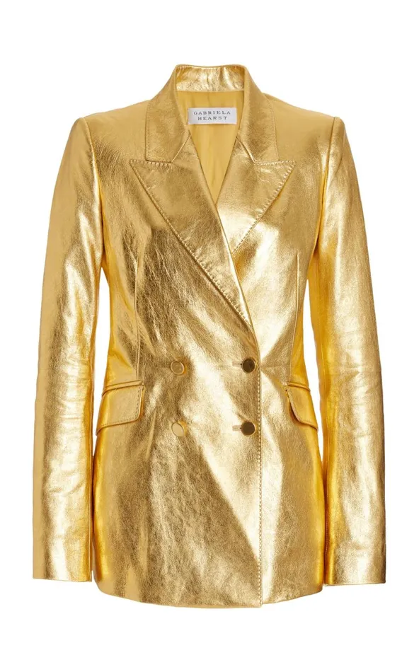 Women Leathers Gabriela Hearst Angela Blazer In Gold Metallic Nappa Leather