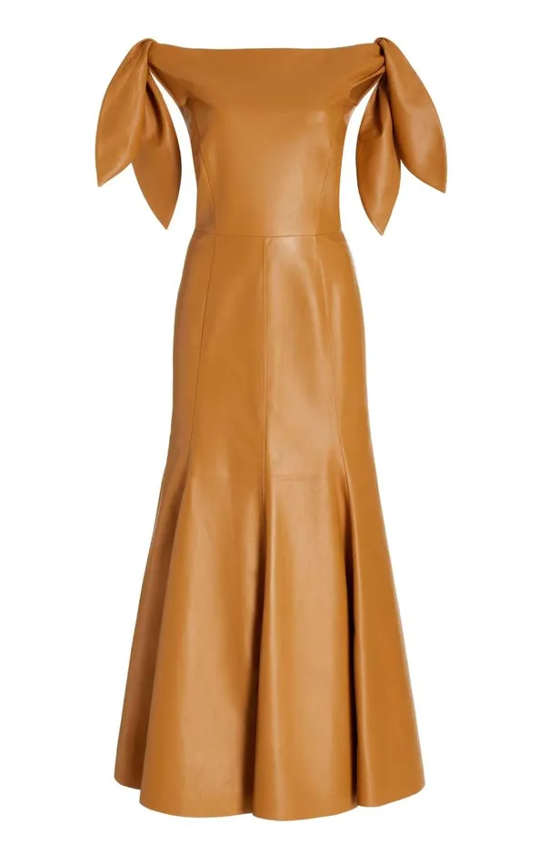 Women Leathers Gabriela Hearst Eda Dress In Cashew Nappa Leather