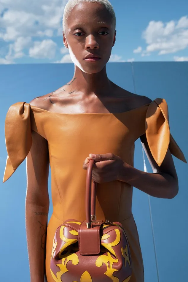 Women Leathers Gabriela Hearst Eda Dress In Cashew Nappa Leather