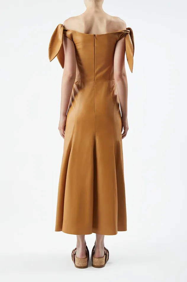Women Leathers Gabriela Hearst Eda Dress In Cashew Nappa Leather