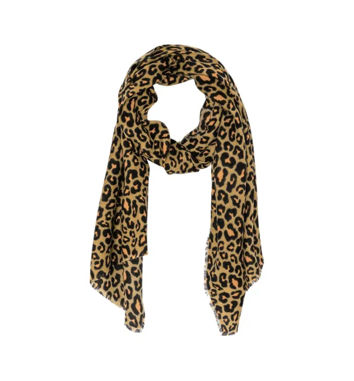 Women Leopardskin Pattern Scarf 8211 Camel Promod Scarves