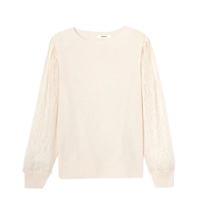 Women Lightweight LaceDetail Jumper 8211 Ecru Promod Jumpers And Cardigans Women Lightweight LaceDetail Jumper 8211 Ecru Promod Jumpers And Cardigans