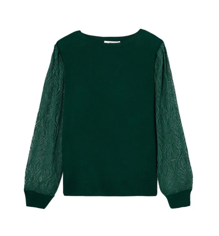 Women Lightweight LaceDetail Jumper 8211 Emerald Green Promod Jumpers And Cardigans Women Lightweight LaceDetail Jumper 8211 Emerald Green Promod Jumpers And Cardigans