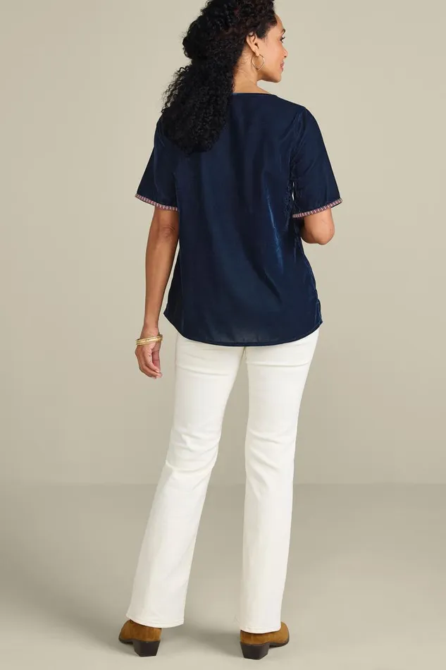 Women Lilian Velvet Top Medieval Blue Soft Surroundings Tops