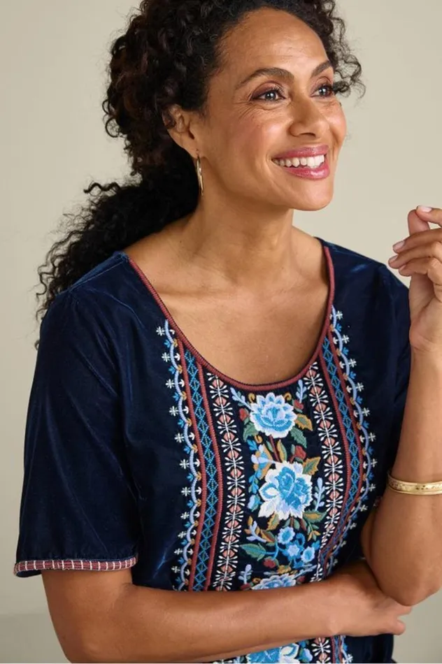 Women Lilian Velvet Top Medieval Blue Soft Surroundings Tops