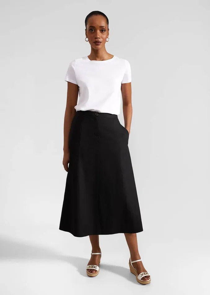 Women Lina Linen Skirt Black Hobbs Skirts
