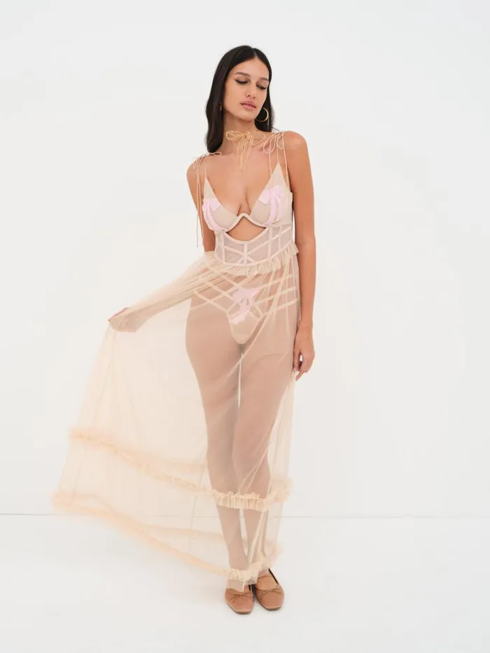 Women Lingerie For Love and Lemons Akeria Maxi Slip Dress Pink