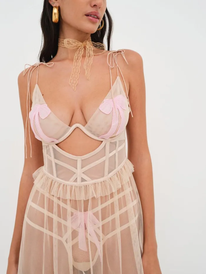 Women Lingerie For Love and Lemons Akeria Maxi Slip Dress Pink