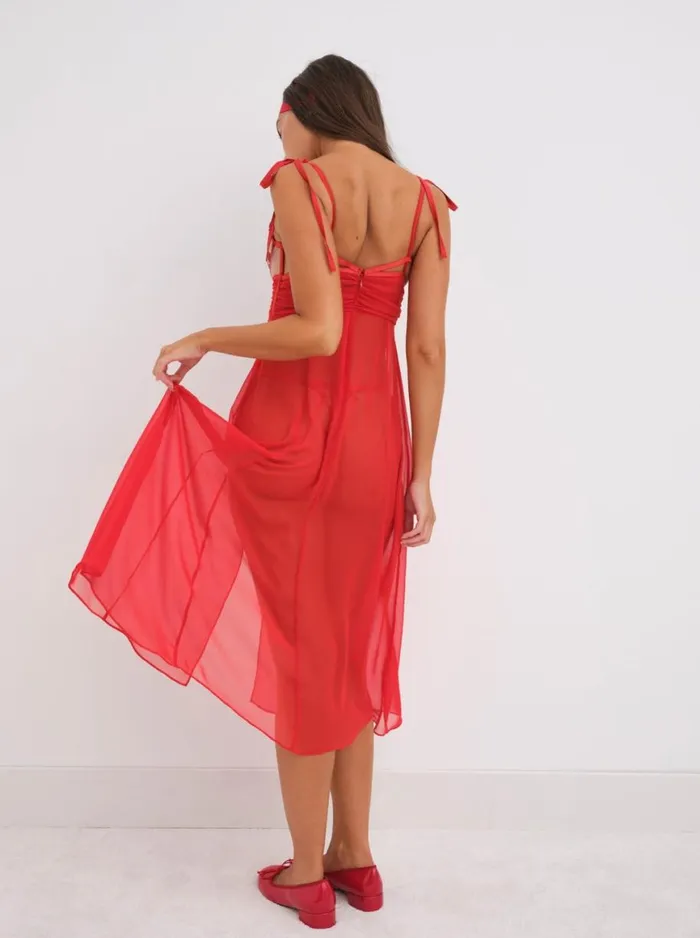 Women Lingerie For Love and Lemons Anika Midi Slip Dress Red Women Lingerie For Love and Lemons Anika Midi Slip Dress Red