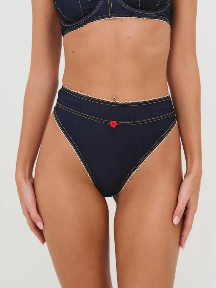 Women Lingerie For Love and Lemons Iris High Waisted Panty Blue
