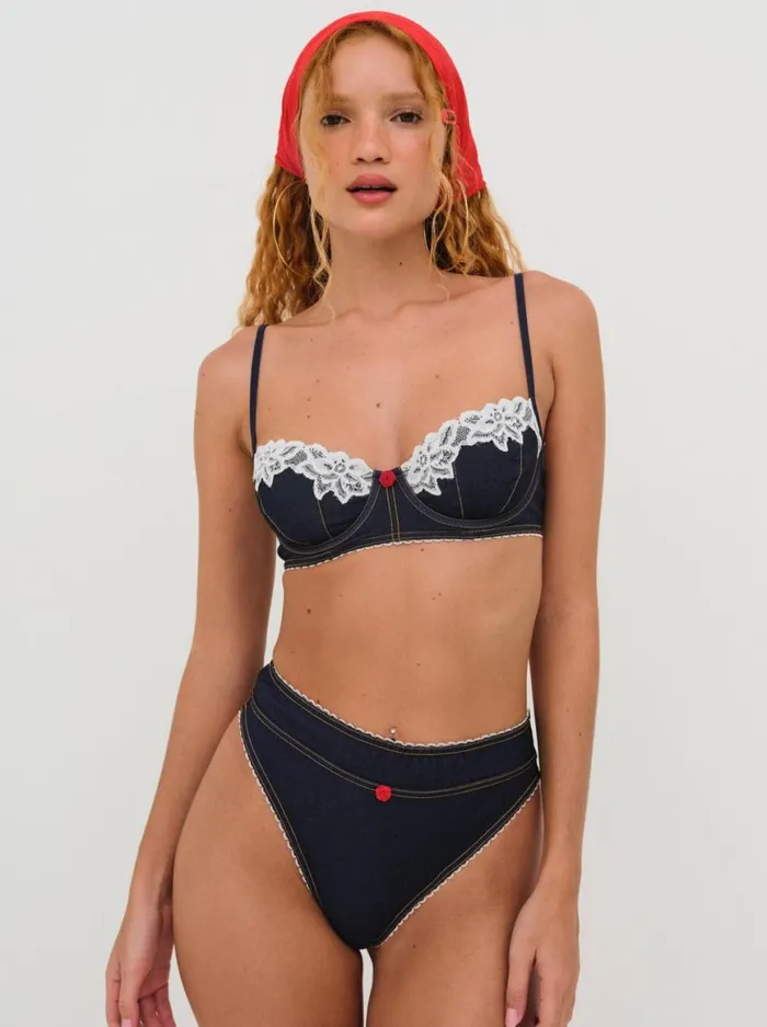 Women Lingerie For Love and Lemons Iris High Waisted Panty Blue