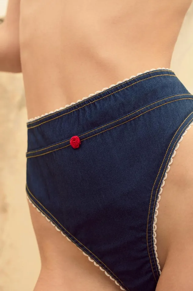 Women Lingerie For Love and Lemons Iris High Waisted Panty Blue