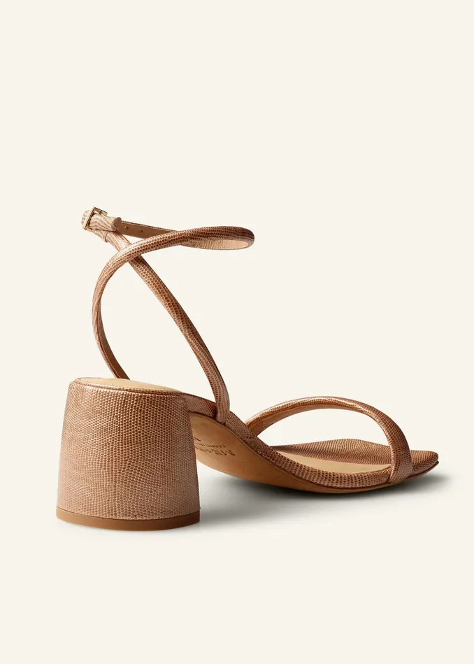 Women Lizard Print Feature Heel Sandal Sable MEEM