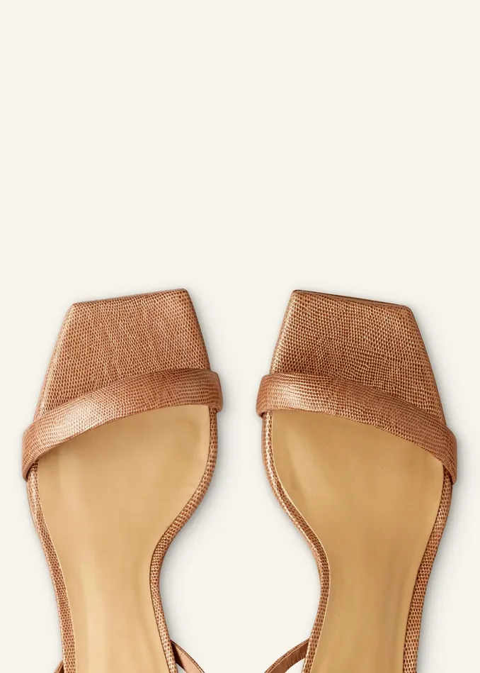 Women Lizard Print Feature Heel Sandal Sable MEEM