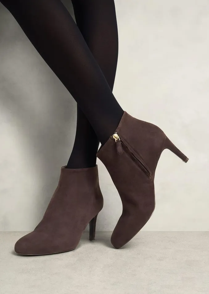 Women Lizzie Suede Ankle Boots Chocolate Brown Hobbs Boots