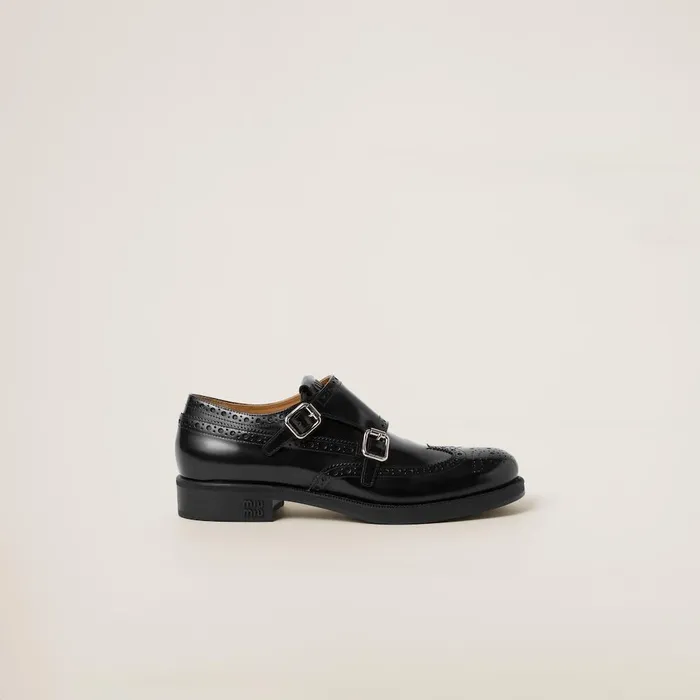 Women Loafers And LaceUps Miu Miu Church039s X Miu Miu Brushed Leather Double Monk Brogue Shoes Black Women Loafers And LaceUps Miu Miu Church039s X Miu Miu Brushed Leather Double Monk Brogue Shoes Black