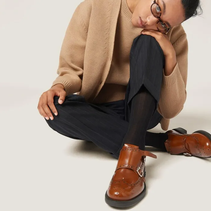 Women Loafers And LaceUps Miu Miu Church039s X Miu Miu Brushed Leather Double Monk Brogue Shoes Tobacco Women Loafers And LaceUps Miu Miu Church039s X Miu Miu Brushed Leather Double Monk Brogue Shoes Tobacco