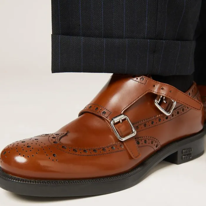 Women Loafers And LaceUps Miu Miu Church039s X Miu Miu Brushed Leather Double Monk Brogue Shoes Tobacco Women Loafers And LaceUps Miu Miu Church039s X Miu Miu Brushed Leather Double Monk Brogue Shoes Tobacco