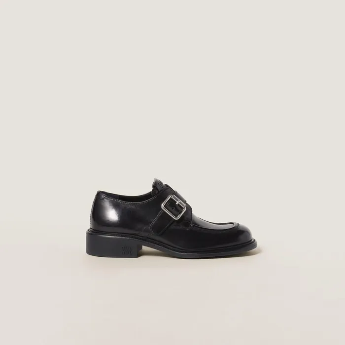Women Loafers And LaceUps Miu Miu Leather Brogue Shoes Black Women Loafers And LaceUps Miu Miu Leather Brogue Shoes Black