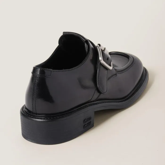 Women Loafers And LaceUps Miu Miu Leather Brogue Shoes Black Women Loafers And LaceUps Miu Miu Leather Brogue Shoes Black