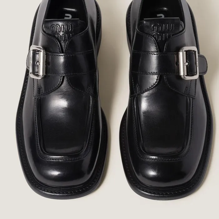 Women Loafers And LaceUps Miu Miu Leather Brogue Shoes Black Women Loafers And LaceUps Miu Miu Leather Brogue Shoes Black
