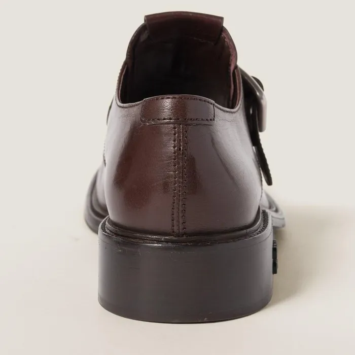 Women Loafers And LaceUps Miu Miu Leather Brogue Shoes Dark Brown