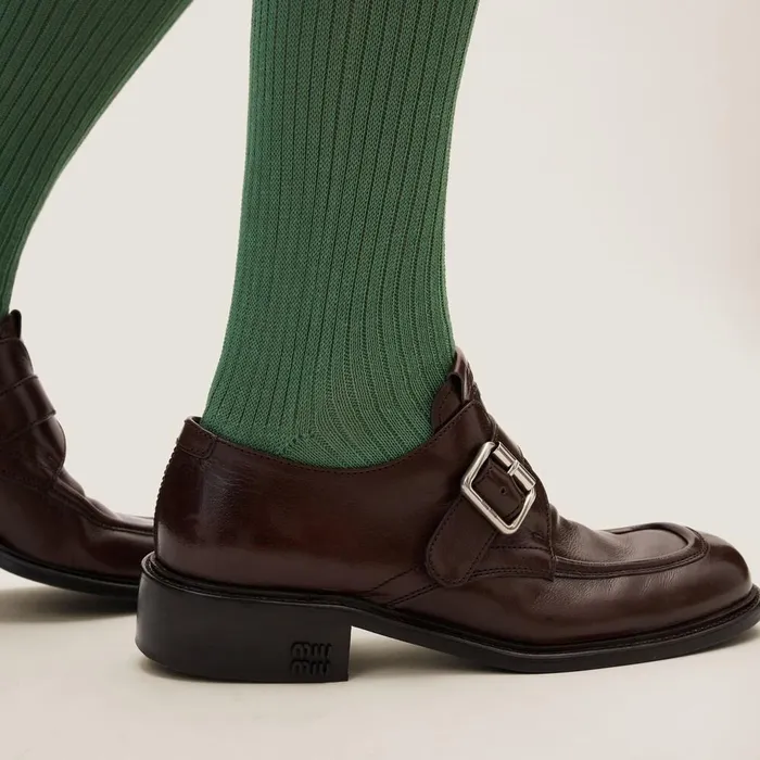 Women Loafers And LaceUps Miu Miu Leather Brogue Shoes Dark Brown
