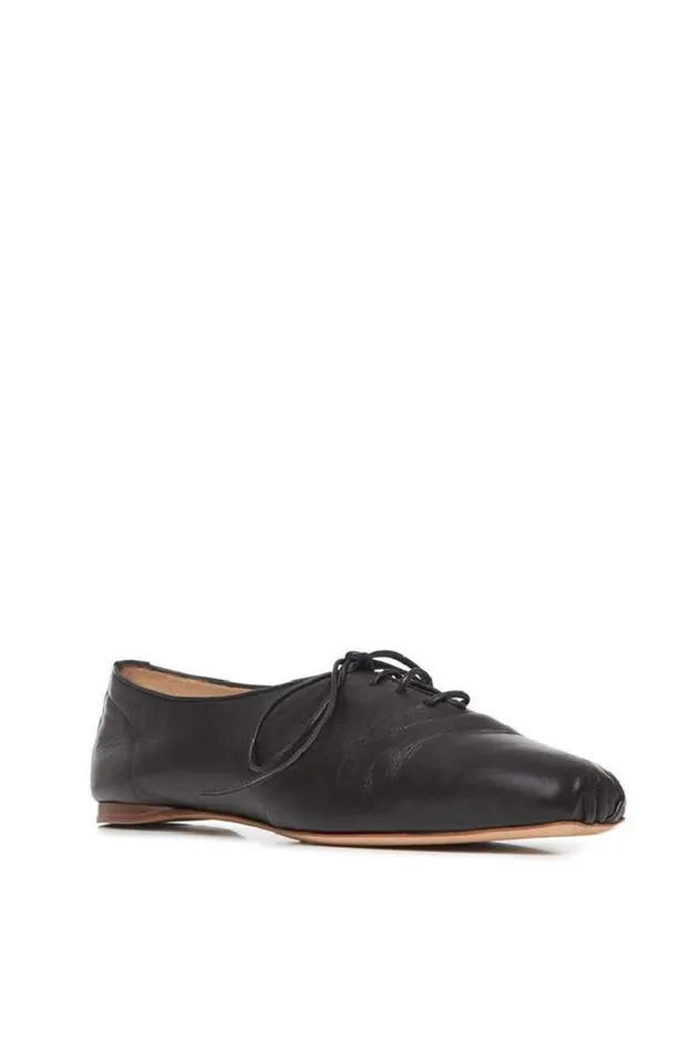 Women Loafers Gabriela Hearst Maya Flat Shoe In Black Leather