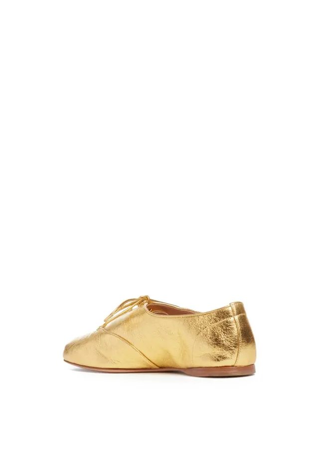 Women Loafers Gabriela Hearst Maya Flat Shoe In Gold Leather