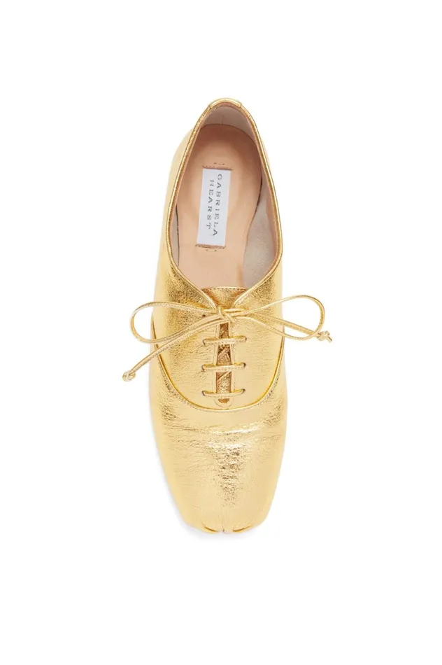 Women Loafers Gabriela Hearst Maya Flat Shoe In Gold Leather