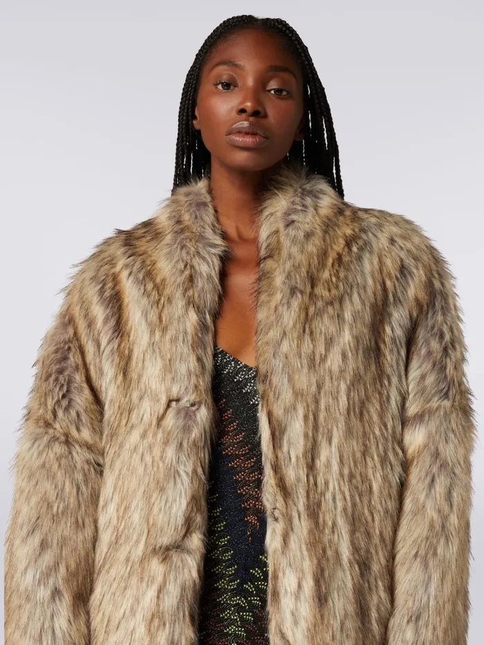 Women Long Faux Fur Coat Multicoloured Missoni Coats and Jackets Women Long Faux Fur Coat Multicoloured Missoni Coats and Jackets