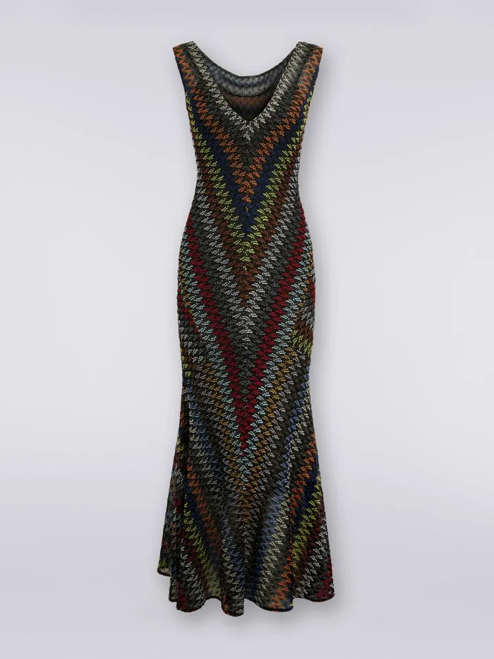 Women Long Lam Viscose VNeck Dress Multicoloured Missoni Dresses