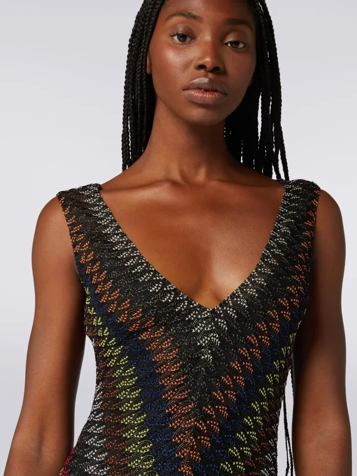 Women Long Lam Viscose VNeck Dress Multicoloured Missoni Dresses Women Long Lam Viscose VNeck Dress Multicoloured Missoni Dresses