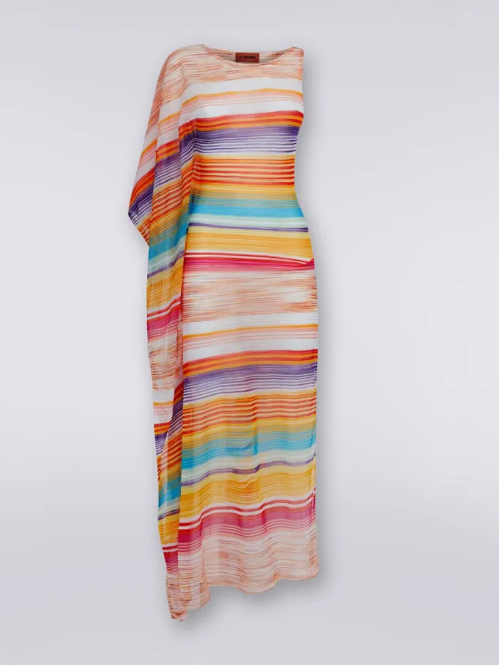 Women Long OneShoulder Viscose Cover Up Multicoloured Missoni Beachwear