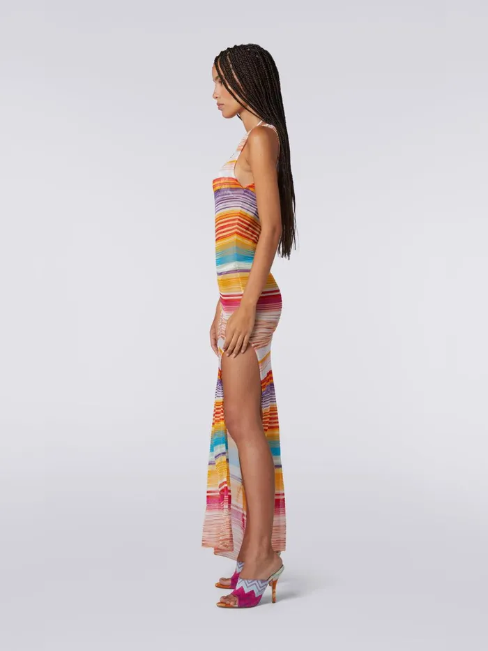 Women Long OneShoulder Viscose Cover Up Multicoloured Missoni Beachwear
