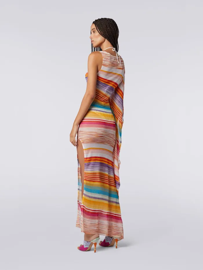 Women Long OneShoulder Viscose Cover Up Multicoloured Missoni Beachwear