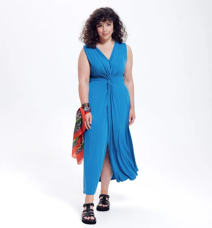 Women Long Plain Jersey Dress 8211 Cobalt Promod Dresses