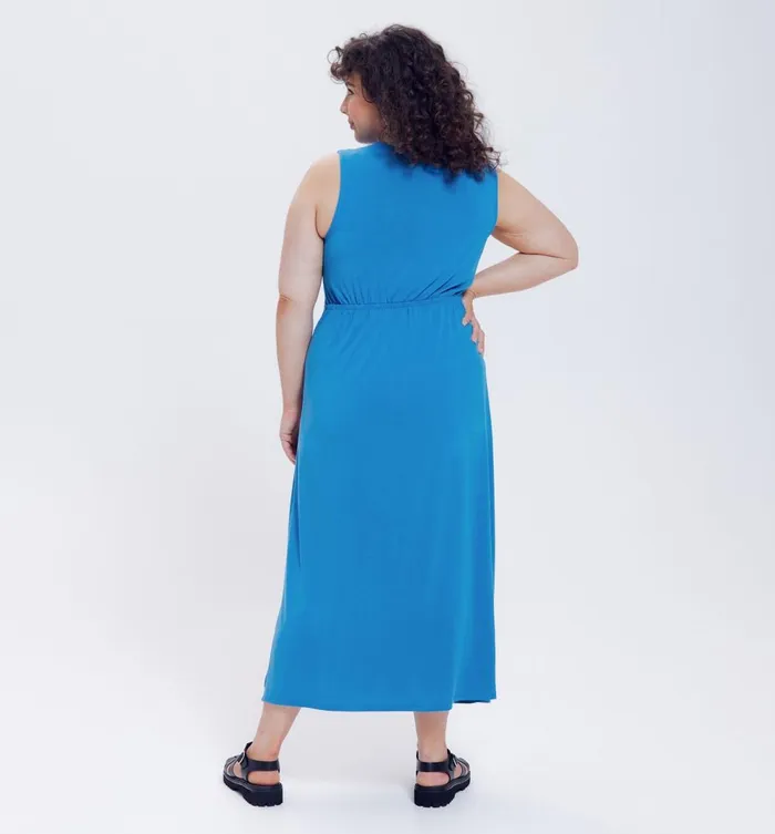 Women Long Plain Jersey Dress 8211 Cobalt Promod Dresses