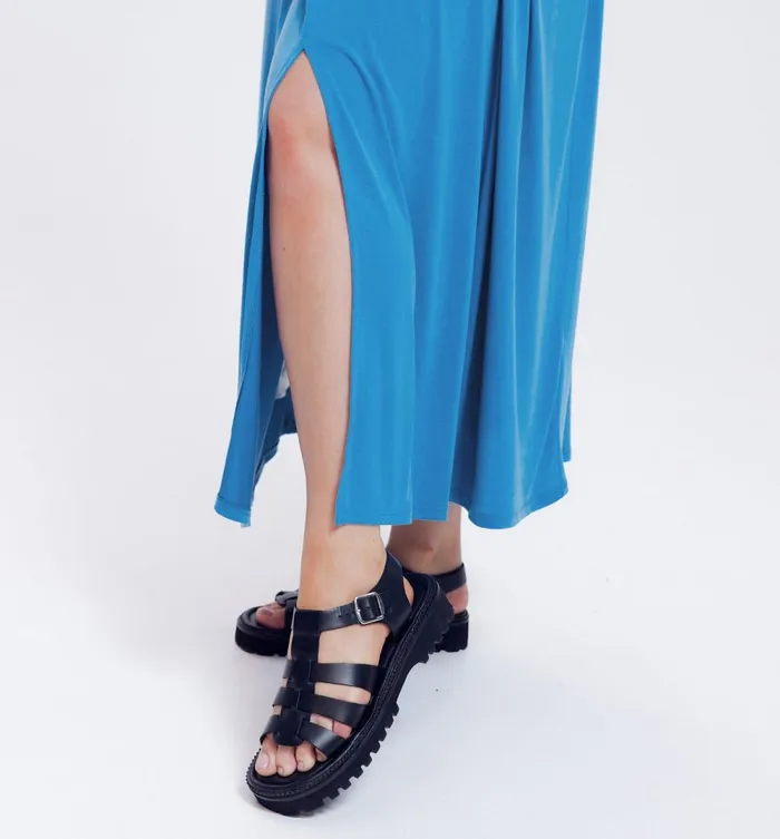 Women Long Plain Jersey Dress 8211 Cobalt Promod Dresses