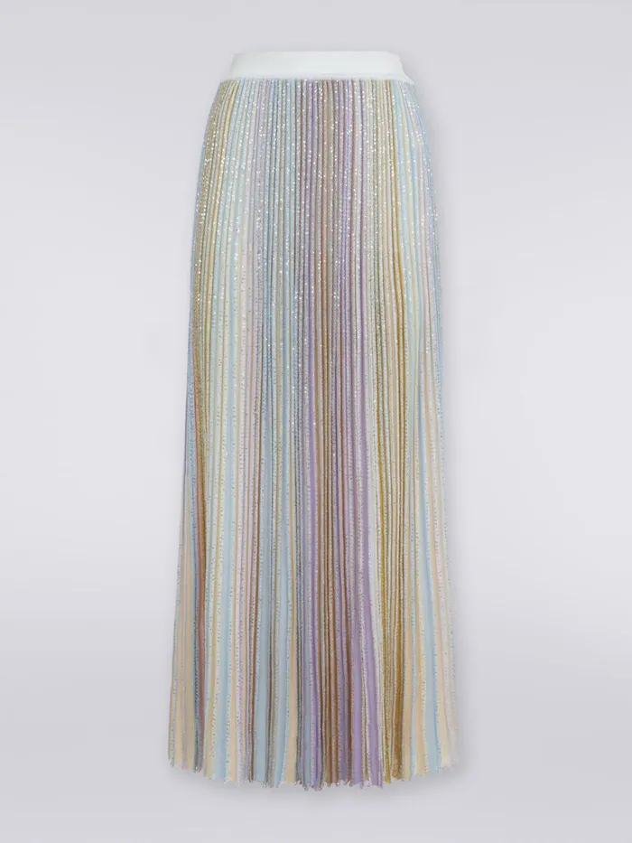 Women Long Pleated Viscose Blend Skirt With Sequins Multicoloured Missoni Skirts