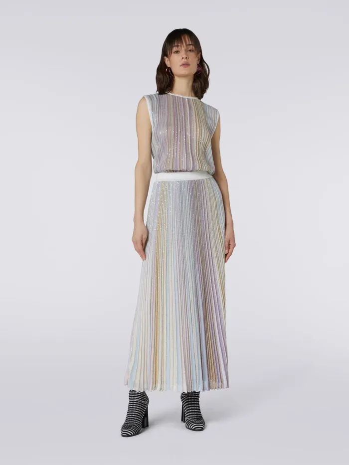 Women Long Pleated Viscose Blend Skirt With Sequins Multicoloured Missoni Skirts