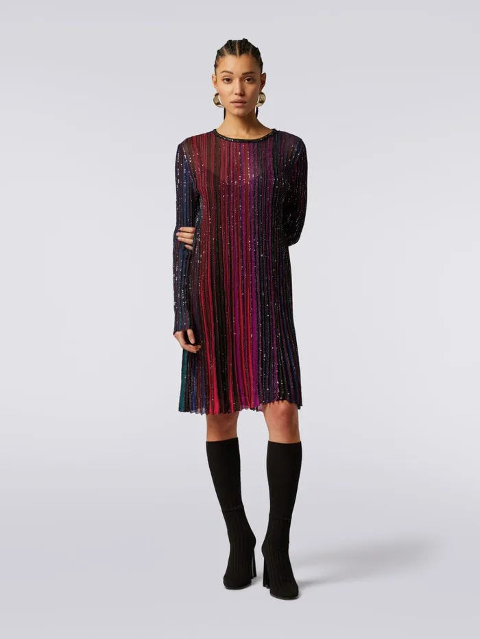 Women LongSleeved Dress With Sequins Multicoloured Missoni Dresses Women LongSleeved Dress With Sequins Multicoloured Missoni Dresses