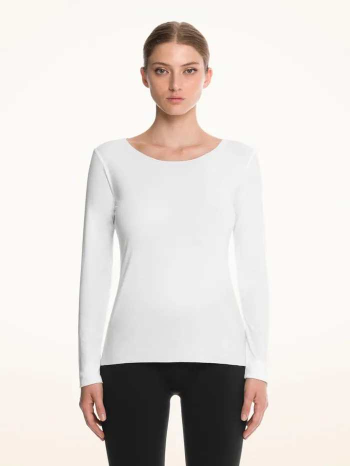 Women Longsleeved Tops Wolford Aurora Pure Pullover White