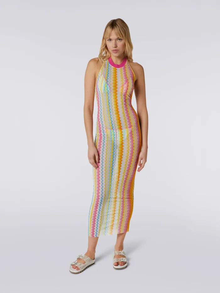 Women Long Viscose Tulle Cover Up Multicoloured Missoni Beachwear