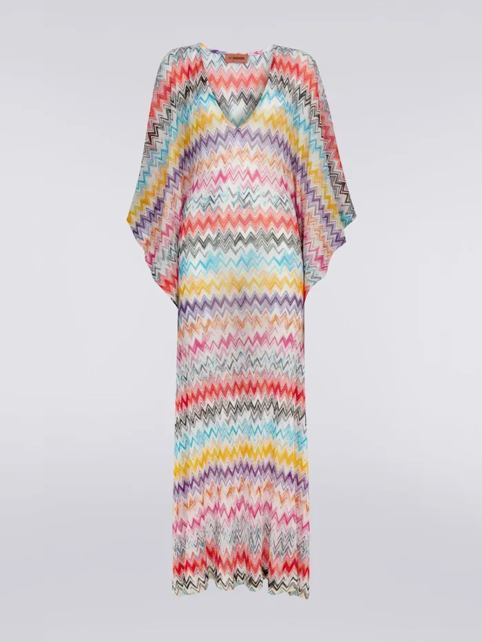 Women Long Zigzag Viscose Kaftan Cover Up Multicoloured Missoni Beachwear
