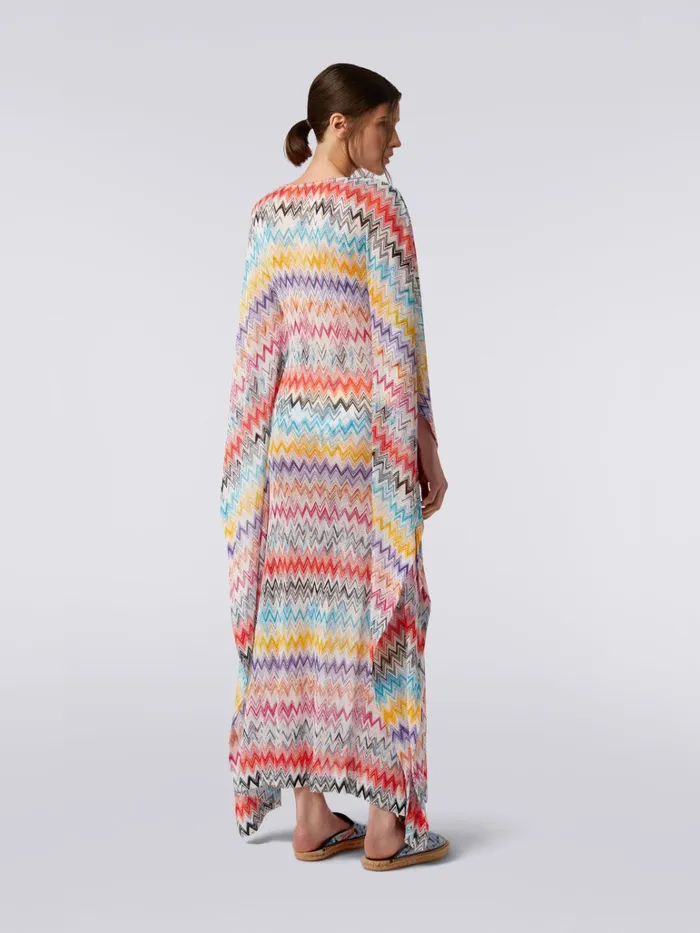 Women Long Zigzag Viscose Kaftan Cover Up Multicoloured Missoni Beachwear
