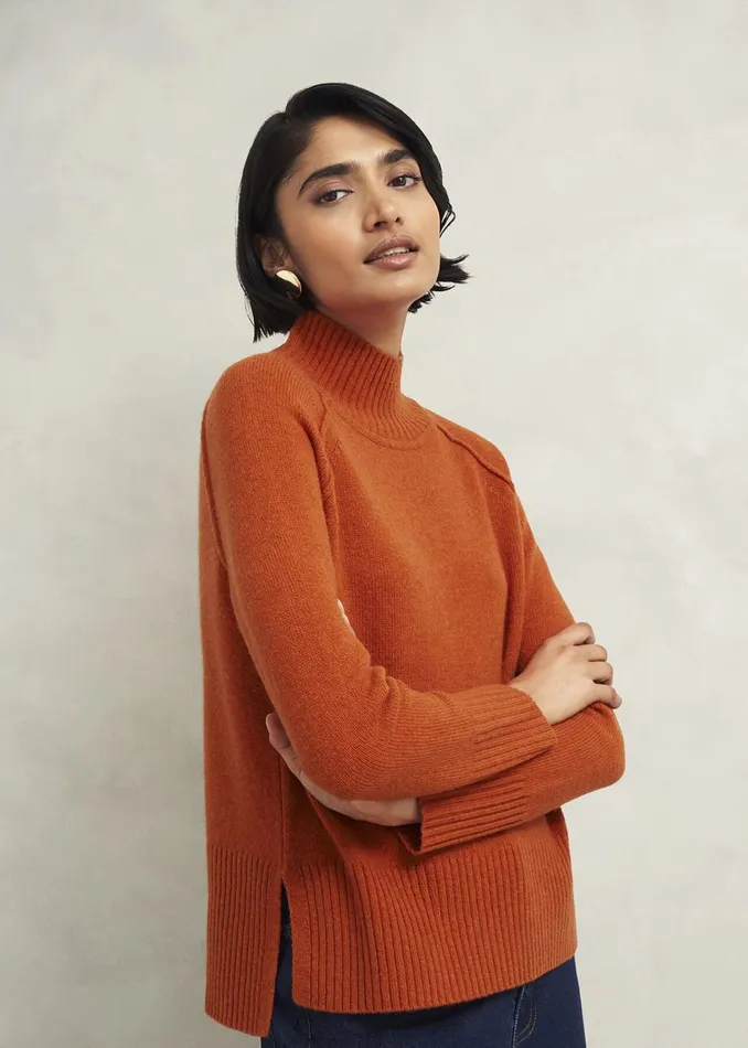 Women Lorraine Wool Blend Jumper Burnt Orange Hobbs Jumpers and Cardigans
